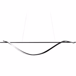 Lampe suspendue avec éclairage LED. Ce plafonnier moderne présente une barre horizontale à laquelle est suspendue une bande L ...