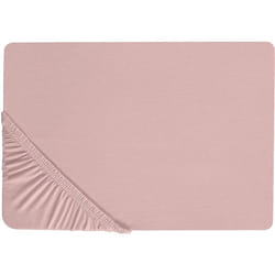 Beliani - Drap-housse avec Bords Élastiques 140 x 200 cm en Coton Rose Pour Chambre Style Moderne