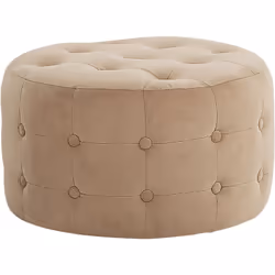 Repose-pieds. Ce pouf multiusage peut aussi bien servir de tabouret que de repose-pieds. L'assise est très moelleuse en velou ...