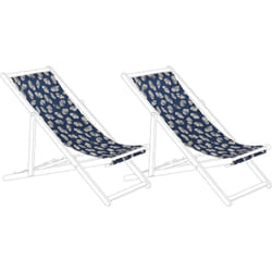 2 Toiles de Transat 113 x 44 cm en Polyester Bleu Marine Anzio / Avellino
