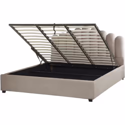 Lit avec rangement sous le sommier. Incorporez un peu de luxe à votre chambre avec ce magnifique lit. Son cadre en bois est e ...