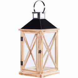 Lanterne extérieure et intérieure en bois de pin. Cette magnifique lanterne minimaliste fera sans aucun doute tourner les têt ...