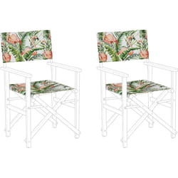 2 Toiles pour Transat avec Motif Flamant Vert Blanc et Rose en Polyester 52 x 45 cm Résistant aux Rayons uv et Pluie Idéal pour l'Extérieur Beliani