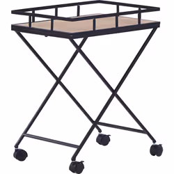 Chariot de cuisine avec plateau en MDF. Servez vos invités avec style. Ce chariot de cuisine à roulettes intégrées est une so ...