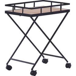 Beliani - Chariot de Cuisine sur Roulettes avec Plateau en Métal et mdf Bois Clair et Noir Pour Serviir Vos Invités Salon ou Cuisine