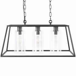 Plafonnier cadre en forme de cage. Si vous êtes fan du style industriel, cette suspension est faite pour vous. Robuste mais l ...