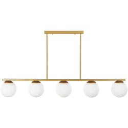 Beliani - Lampe Suspendue Glamour à 5 Bras Globe en Verre Blanc et Métal Doré Zikuli
