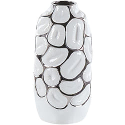 Vase d'accent en Grès Décoratif Glamour Style 28 cm Blanc Cenabum