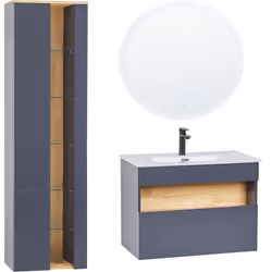 Meuble vasque avec colonne et miroir . Trouvez une place pour chaque accessoire, cosmétique et serviette dans votre salle de ...