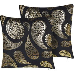 Lot de 2 Coussins en Velours Imprimé Paisley 45 x 45 cm Doré Ursinia