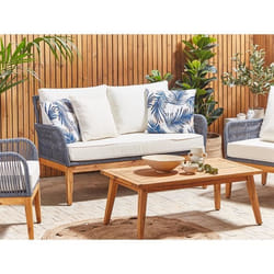 Coussins dextérieur motif feuille bleu BELIANI - Lot de 2 - 45 x 45 cm