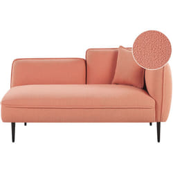 Beliani - Méridienne avec Tissu Bouclé Rose Pêche Angle Droit et Coussins en Polyester Pieds Métalliques Chevannes