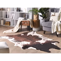 Tapis imitation peau de vache 150 x 200 cm marron et blanc BOGONG