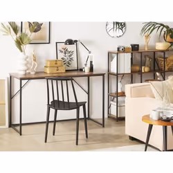 Bureau industriel BELIANI - Bois foncé - 120 x 55 cm - Finition laquée