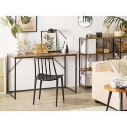 Bureau industriel BELIANI - Bois foncé - 120 x 55 cm - Finition laquée