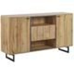 Buffet industriel avec 2 tiroirs et 2 portes en bois clair et noir - BELIANI - BOISO