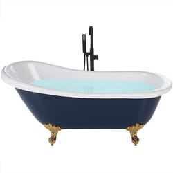 Baignoire Acrylique Autoportante avec Pieds 150 x 77 cm Bleu et Doré Cayman