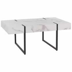 Table basse imitation marbre blanc et piends noirs. Cette table basse élégante s'adapte parfaitement à tout salon moderne ou  ...