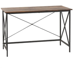Bureau Home Office Bois Foncé avec Pieds en Métal noir 115 x 60 cm Futon