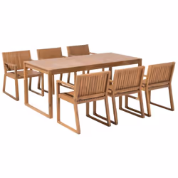 Salle à manger pour extérieur avec 6 chaises et une grande table. Profitez de chaque moment en plein air avec votre famille e ...