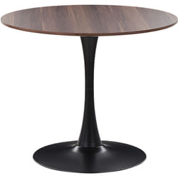 Table de Salle à Manger Industrielle Bois Foncé Ronde mdf Base en Métal 90 cm Boca