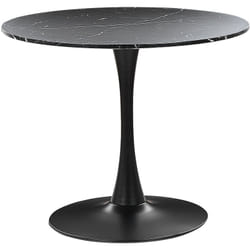 Beliani - Table de Salle à Manger Industrielle Effet Marbre Noir Ronde mdf Base en Métal 90 cm Boca