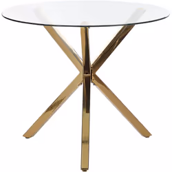 Chic table avec plateau en verre trempé et base en croix. Passez un dîner chic grâce à cette table de salle à manger élégante ...