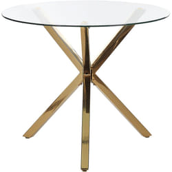 Beliani - Table à Manger Ronde Glamour et Moderne ⌀ 90 cm 4 Places en mdf Plateau Doré Savoni
