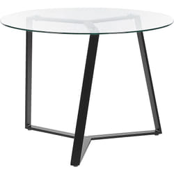 Beliani - Table à Manger Moderne Ronde Glamour ⌀ 100 cm 4 Places en Verre Trempé Plateau Noir Kebri
