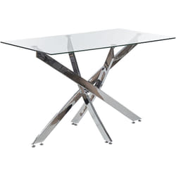 Beliani - Table Rectangulaire Verre Trempé et Pieds Argent 120 x 70 cm Maramo