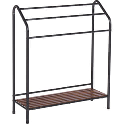 Porte-serviettes Rangement Salle de bain 3 Rails Étagère Acier Noir Yopal
