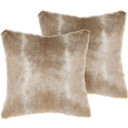 Lot de 2 Coussins Décoratifs Boho Marron Fausse Fourrure à Fermeture à Glissière 45 x 45 cm Hordeum