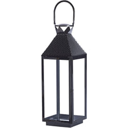 Beliani - Lanterne Noire en Acier Inox 54 cm avec Poignée pour Transport Intérieur ou Extérieur Style Industriel Bali