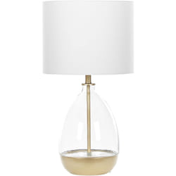 Beliani - Lampe de table Base en Verre Abat-jour Blanc Doré Design Glamour Okari