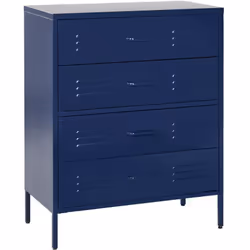 Armoire de rangement en acier. Cette armoire fonctionnelle conçue dans un style industriel est dotée de quatre tiroirs. Le co ...