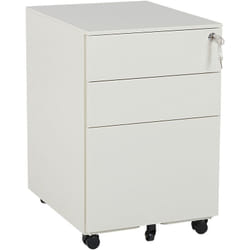 Caisson de Rangement à Roulettes avec 3 Tiroirs en Acier Blanc Cassé Cami