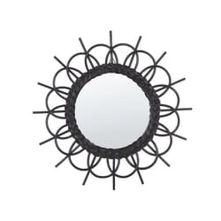 Miroir avec cadre en rotin en forme de soleil d 60 cm noir TELAKIA