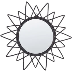 Beliani - Miroir Mural Moderne Rond avec Cadre en Rotin Forme de Soleil ø 61 cm Noir Aroek