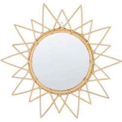 Beliani - Miroir Mural Boho en Rotin Noir Forme Soleil Naturel ø 60 cm Telakia