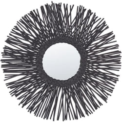 Beliani - Miroir Mural Rond Moderne en Rotin Tressé Naturet ø 60 cm Noir Kalasin