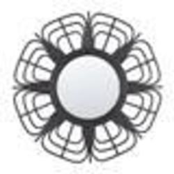 Miroir mural rond en rotin noir 60 cm PASAKU