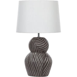 Lampe de Table en Céramique Chevet 63 cm Abat-jour Tissu Noir et Blanc Guapore