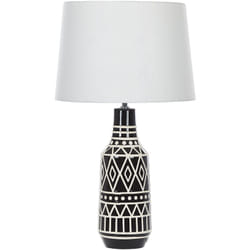 Lampe de table Luminaire en Céramique de Chevet Noire Abat-jour en Tissu 68 cm Shabelle