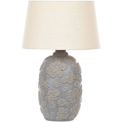 Beliani - Lampe de Chevet en Céramique Abat-jour Empire Motif Floral Gris et Beige Ferrey
