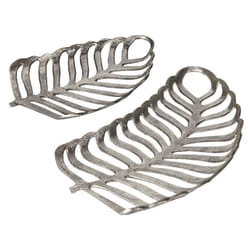 Set de 2 plateaux décoratifs feuille argenté AMNISOS