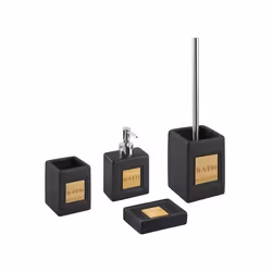 Lot de 4 accessoires de salle de bains en céramique noir KOUROU