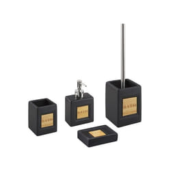 Lot de 4 accessoires de salle de bains en céramique noir KOUROU