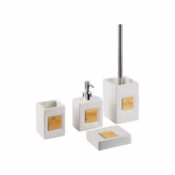 Lot de 4 accessoires de salle de bains en céramique beige KOUROU