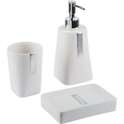 Beliani - Ensemble Accessoires Salle de Bains 3 Pièces Porte-Savon Dolomite Beige Sonana