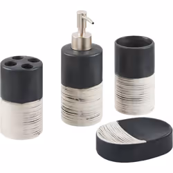 Accessoires de salle de bain moderne . Gardez votre salle de bain bien organisée avec cet ensemble d'accessoires de 4 pièces. ...